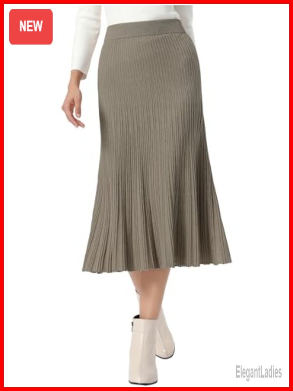 Knit Maxi Skirt Viscose Blend Elastic Waist Pull On Pleated Casual